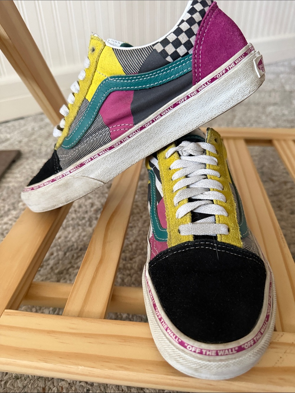 Vans Off the Wall Checkerboard Rainbow Suede Low-Tops EU 38.5 UK 5.5 US 6.5 8